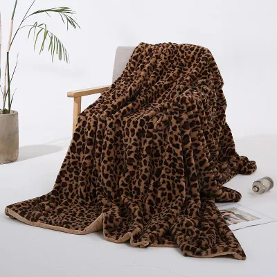 

2021 Time-limited Special Offer No Faux Fur Fleece Throw Blanket Leopard Printing Polyestser Minky Home Couch Twin Sofa Decor