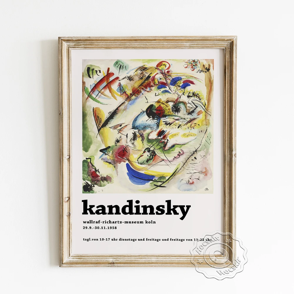 

Wassily Kandinsky Exhibition Museum Poster, Traumatic Improvisation Wall Picture, Abstract Graffiti Watercolor Painting Decor