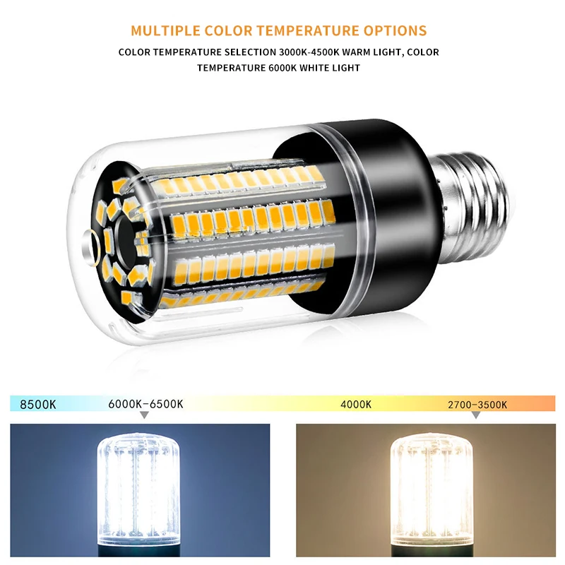 

LED Corn Light Bulbs E27 E14 B22 Screw Base SMD 5736 3W - 20W Ultra Bright Home Chandelier Table Lamp 28 - 108 189LEDs 85-265V