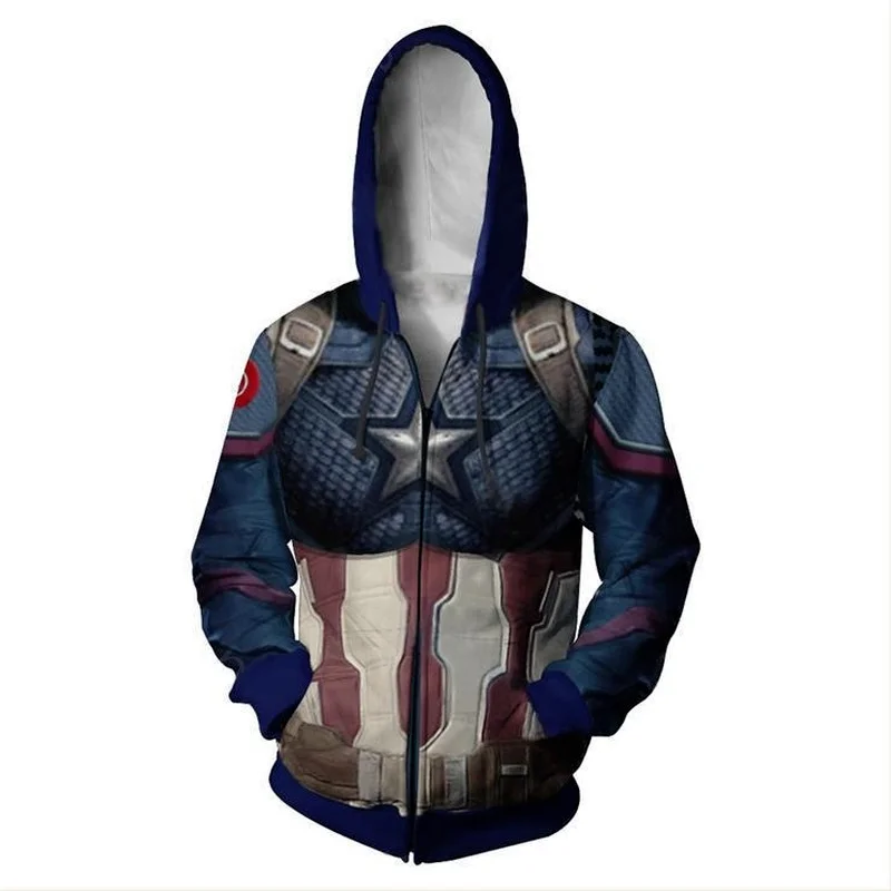 Cosplay Steve Rogers Captian Costume America Hoodies Men's Jacket Adult Coat Autumn Tops 3D Print Halloween Party Prop