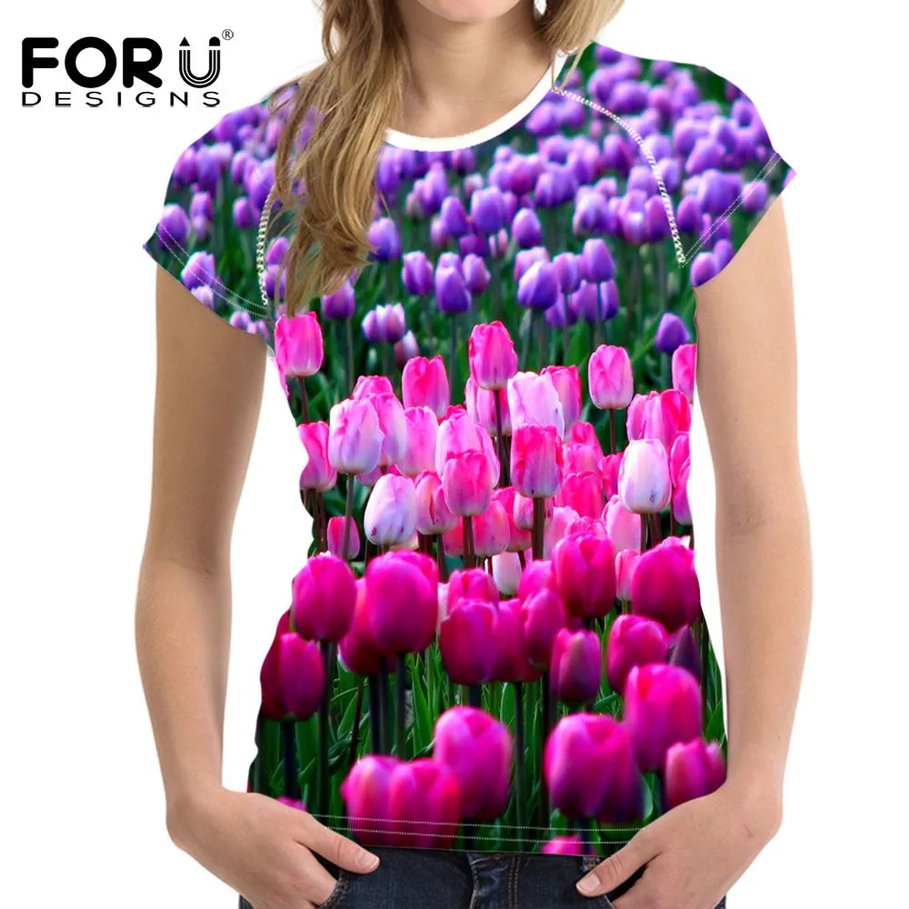 FORUDESIGNS/футболка с рисунком подсолнуха; 3D Цветочные розовые футболки для женщин; футболки для девочек; милые женские эластичные повседневные футболки с короткими рукавами - Цвет: Y3167BV