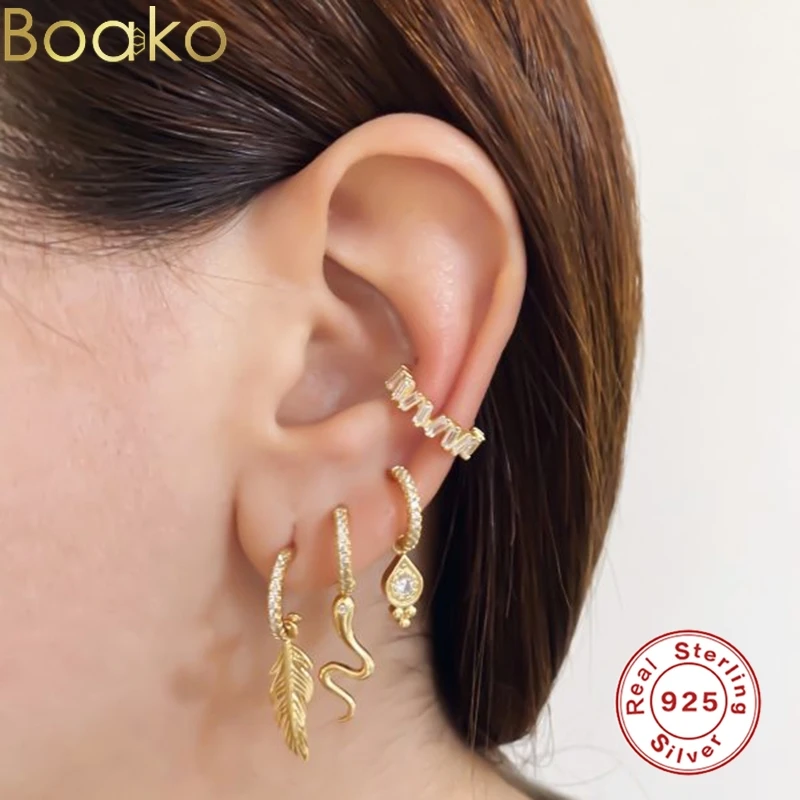 

100% plata de ley 925 Sterling Silver Stud Earrings for Women Men Snake Animal Gold Silver Earrings Fine Jewelry Gift pendientes