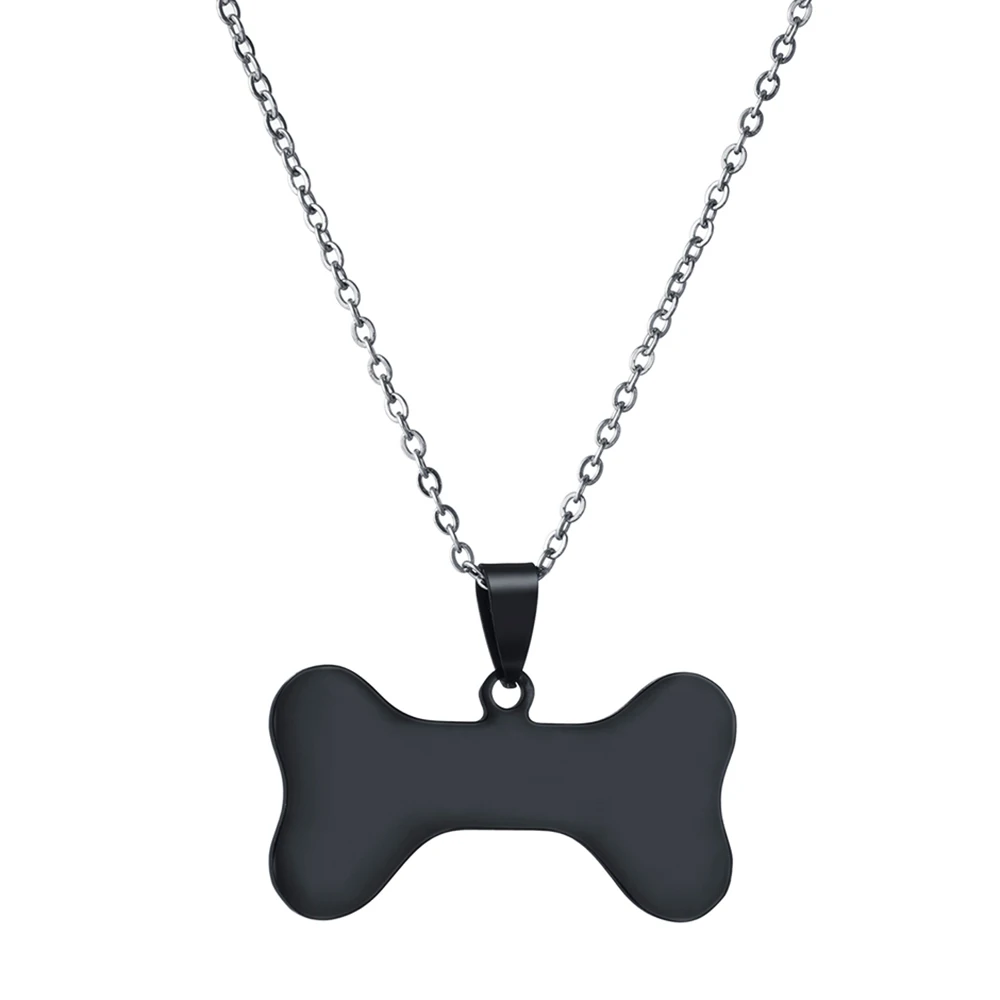 

New Fashion Stainless Steel Necklace Long Chain Dog Bone Shaped Pendants Women Men Gift Jewelry Choker Necklaces Wholesale