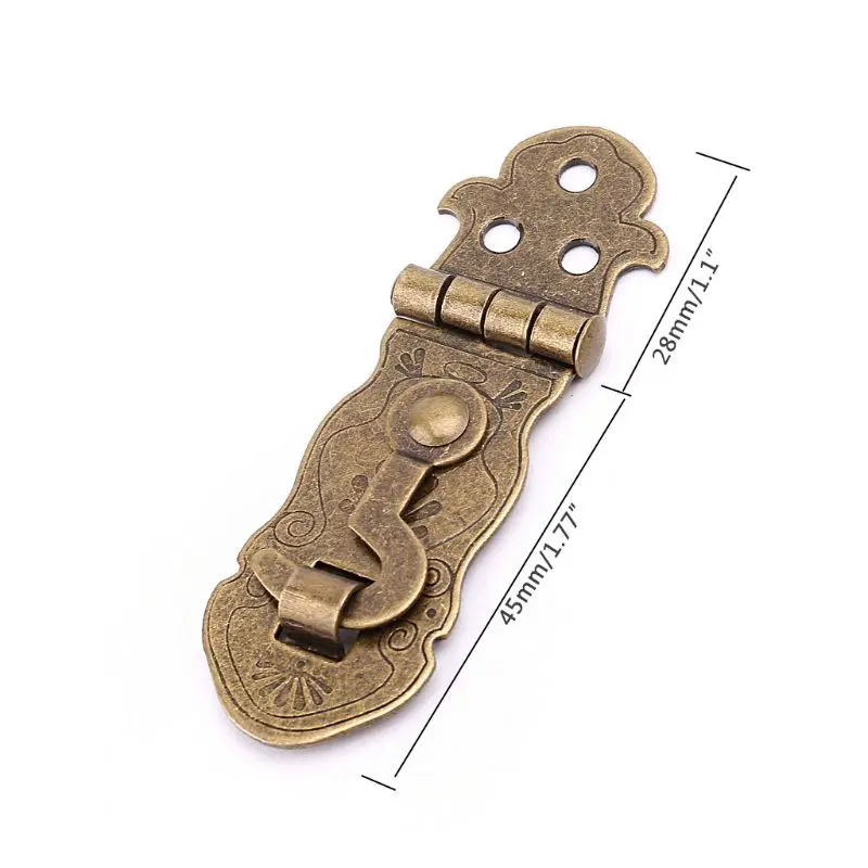 

Bronze Tone Wooden Box Toggle Lock Vintage Metal Buckle Antique Hasp Latch T8WE