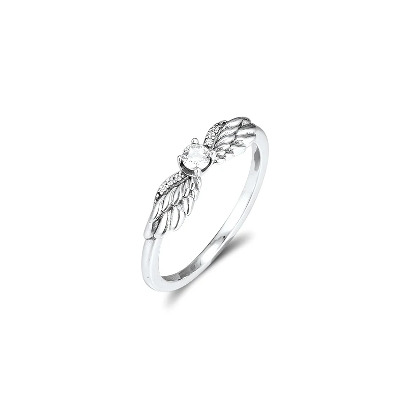 

CKK Ring Angel Wing Rings Women Anel Feminino 100% 925 Jewelry Sterling Silver Anillos Mujer Wedding Engagement bagues pour