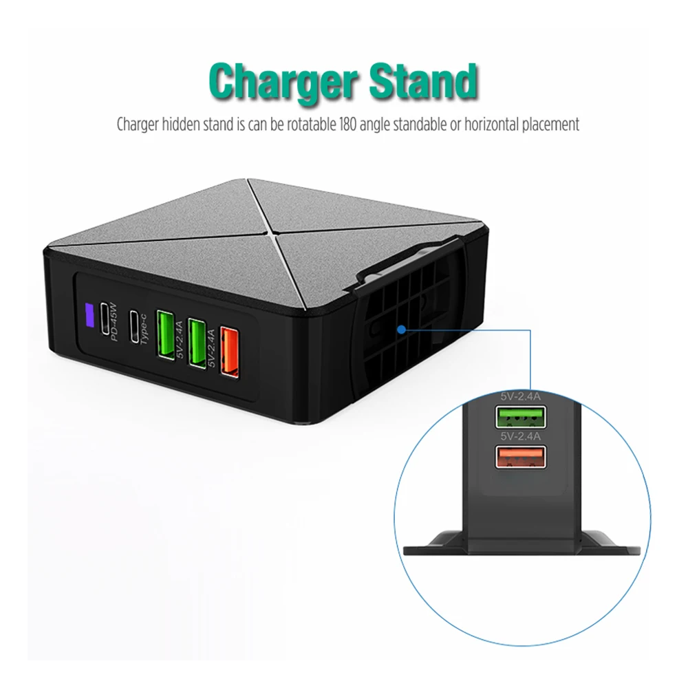 75W Quick Charge 3.0 USB Type C PD 45w Power Adapter Phone Charger For iphone Huawei Macbook Air Samsung Tablet Fast | Мобильные