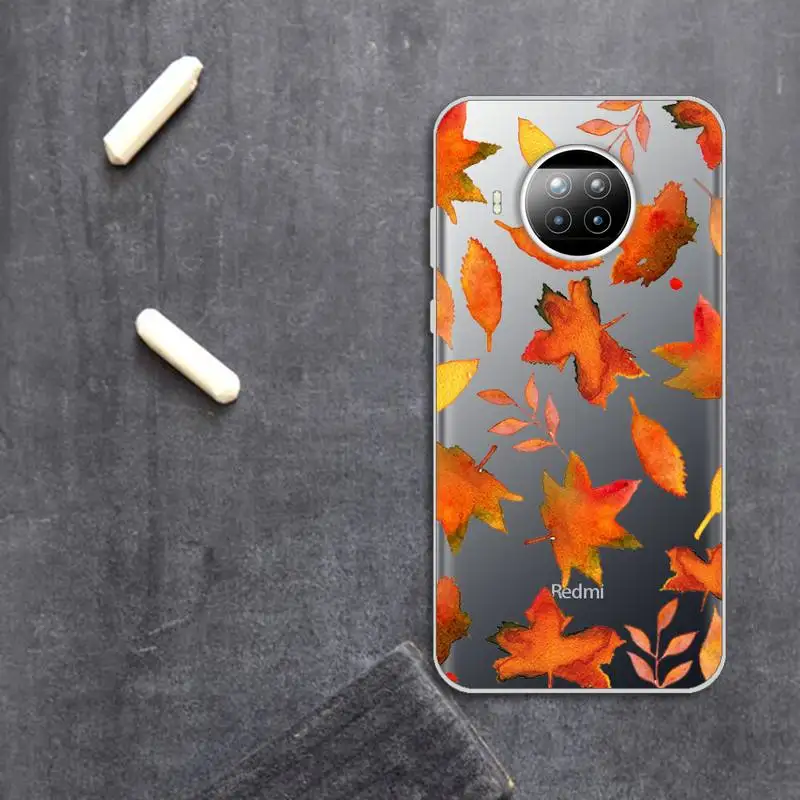 

Pumpkin happy Fallen leaves fall Phone Case Transparent for Xiaomi Redmi note 10 t 8 9 pro lite 11