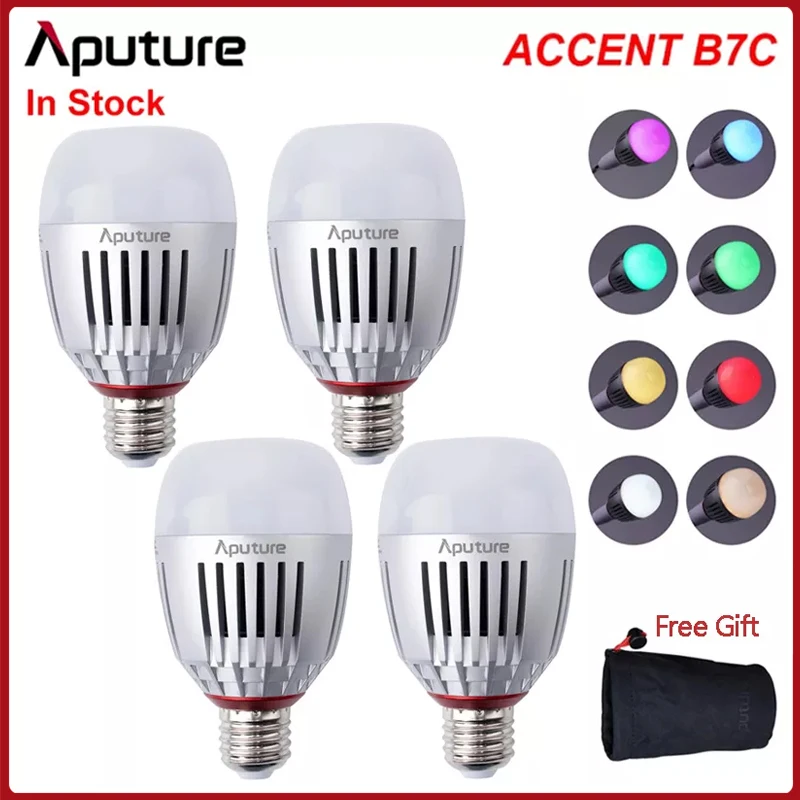 Aputure Accent B7C 7W RGBWW светодиодный смарт лампочка CRI 95 + TLCI 96 2000K 10000K регулируемый 0 100%