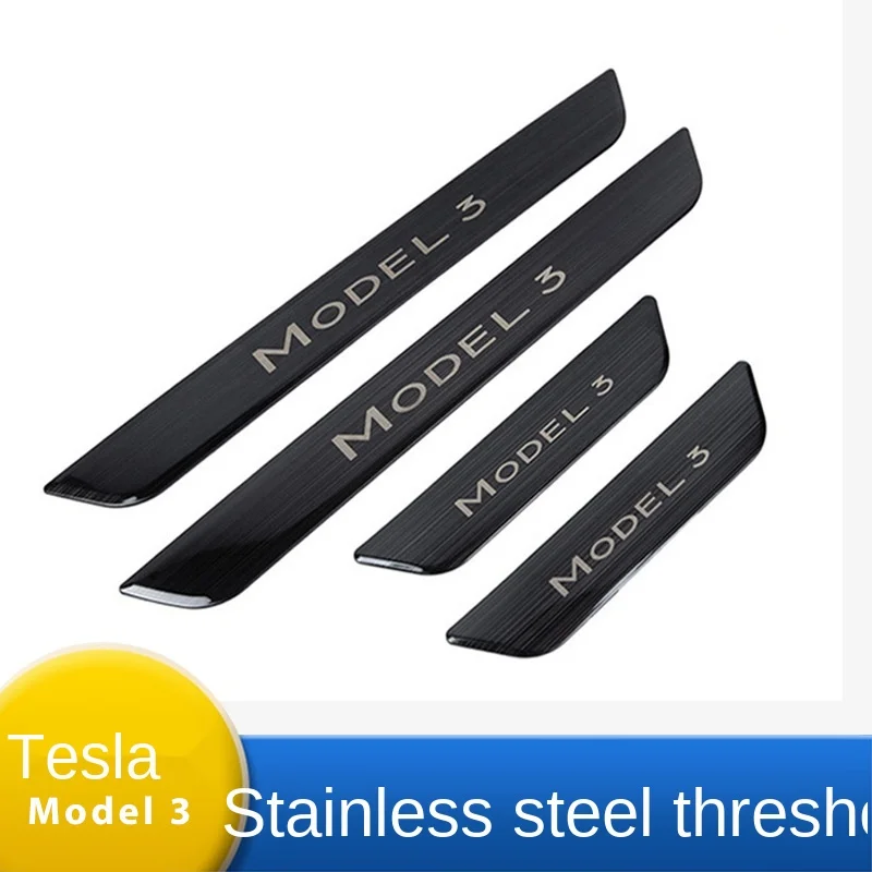 

Car Door Sill Protector Stickers For Tesla Model 3 Accessories Car Threshold Stainless steel Anti-scratch Plates Model3