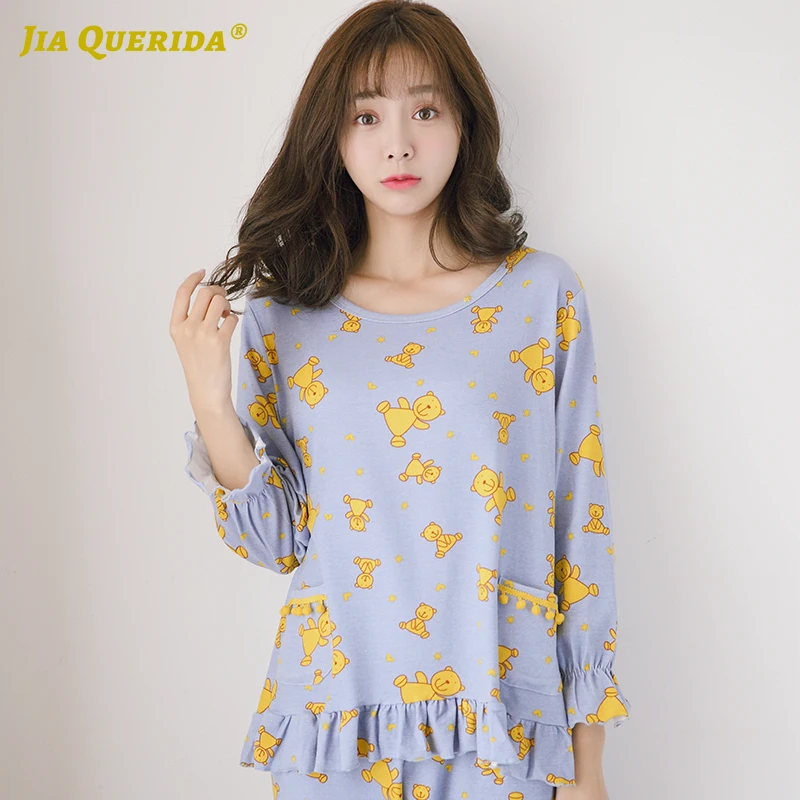 Woman Clothes New Soft Homesuit Homeclothes Sleepwear Fashion Style Casual Pajamas Set Pj Cartoon Printing Pijama | Женская одежда