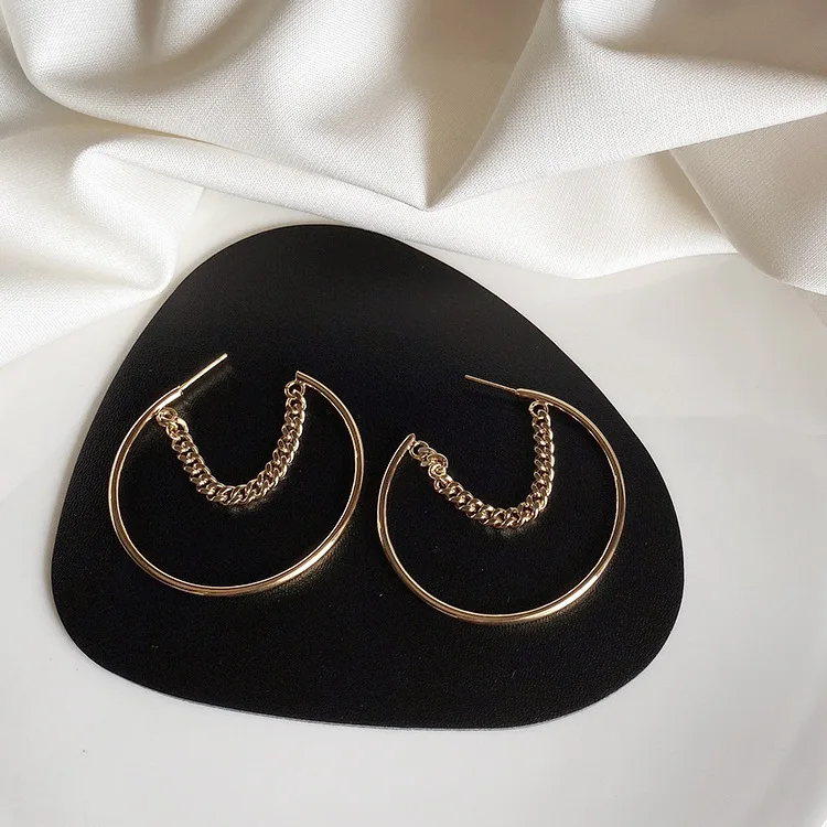 Корейские большие серьги кольца в форме Луны ювелирное украшение для женщин и