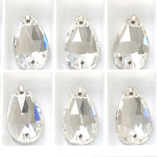 Crystal Прозрачный кристалл AB лучшее качество Каплевидная форма стекло пришить горный хрусталь Бутик Flatback шитье декоративные камни для одежды F0141 - Цвет: Crystal