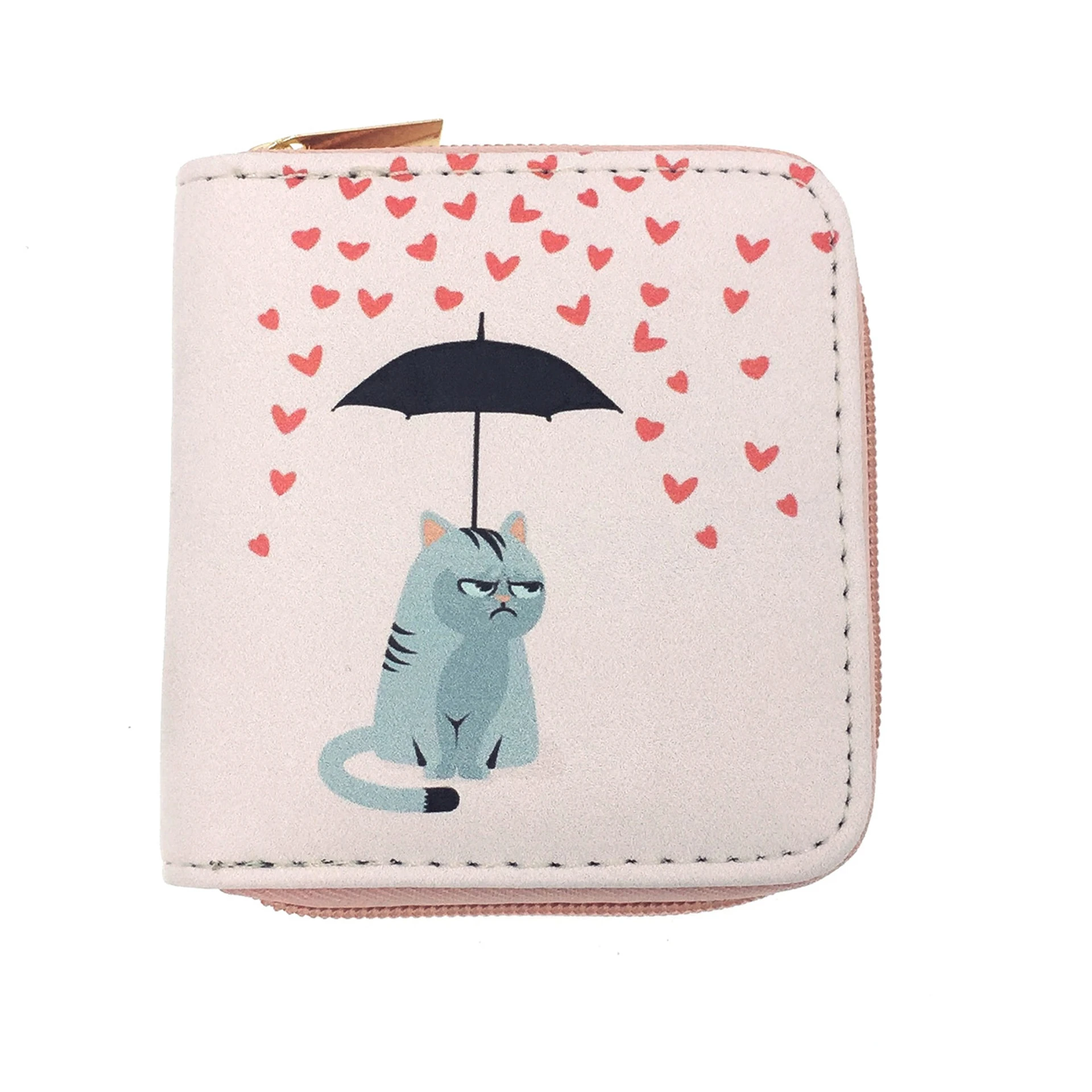 Милый мультфильм животных печатных женщин маленький короткий кошелек на молнии