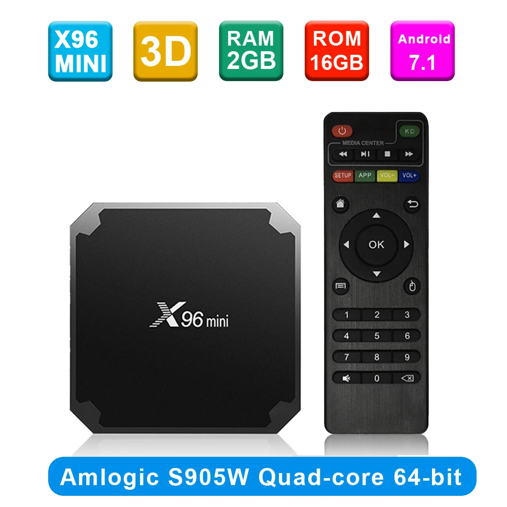 Новый X96mini Android TV Box 7 1 Smart Set Top S905W четырехъядерный Поддержка 2 4G беспроводной WIFI