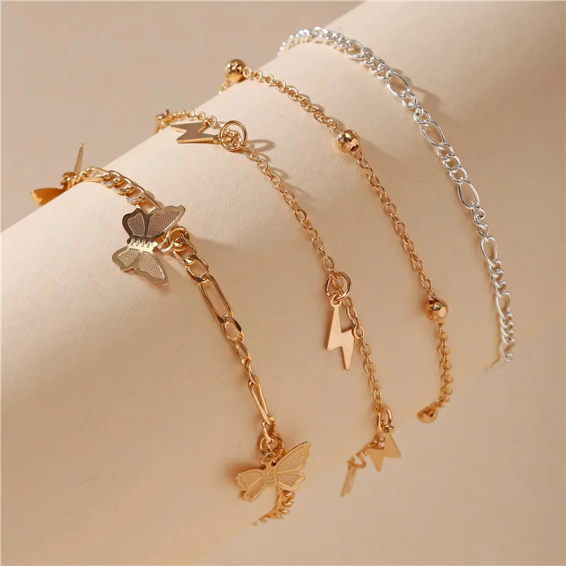 Модные многослойные браслеты на щиколотку из кубинской цепи для женщин браслет в