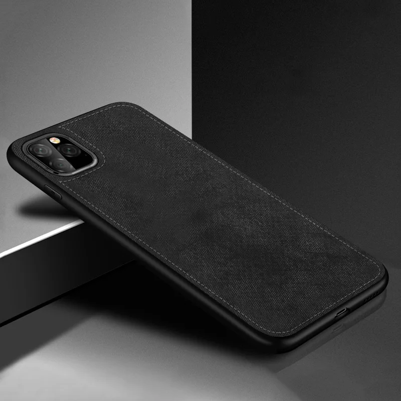 black IIOZO Магнитный тканевый чехол для iPhone 11 Pro Max ультра-тонкий тканевый текстурный Мягкий силиконовый чехол для телефона s - Цвет: black