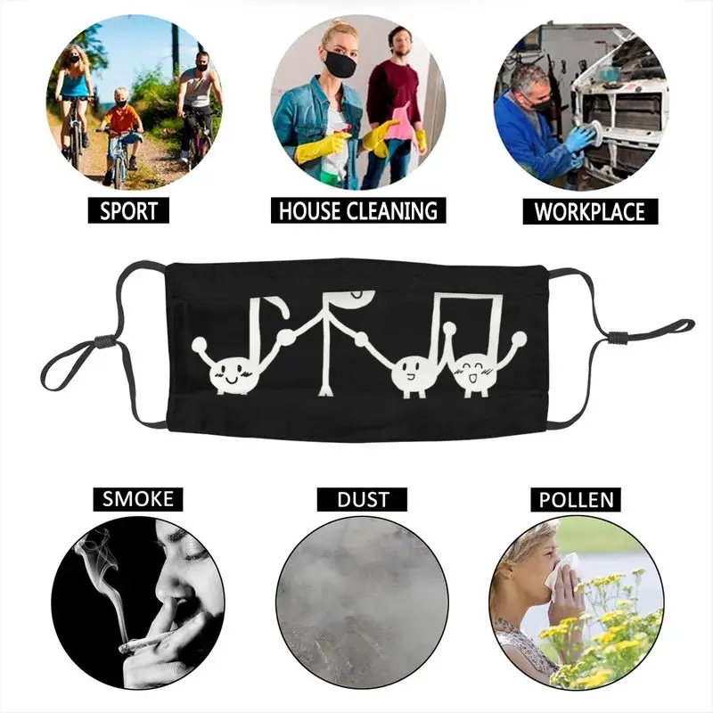

Happy Music Notes Breathable Mouth Face Mask Adult Mask Anti Haze Dustproof Protection Cover Respirator Muffle