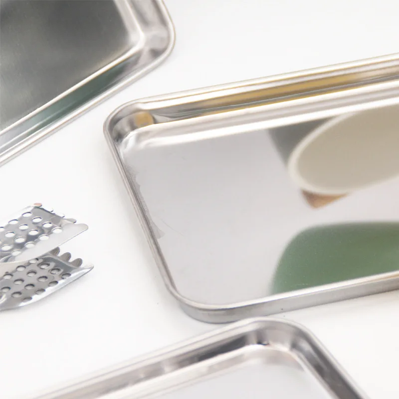 

Household Steamed Vermicelli Plate Stainless Steel Shallow Flat Square Plate Medical Tray Kitchen Baking Utensils Baking Mold
