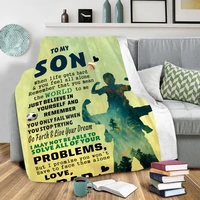 to my son 3d printed plush fleece blanket adult home office washable casual kids sherpa blanket drop shipping