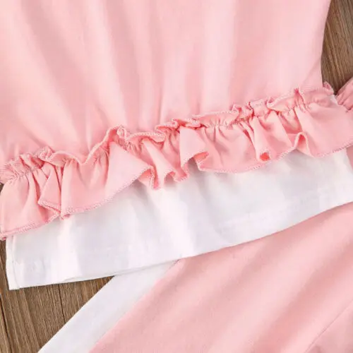 Комплекты одежды из 2 предметов для маленьких девочек футболки с короткими