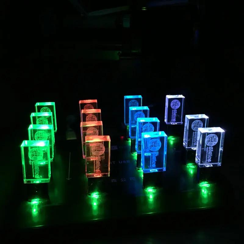 New Crystal USB Flash Drive with LED Light Usb 2.0 4GB 8GB 16GB 32GB 64GB Photography Gifts Pendrive Custom Logo pen drive | Компьютеры и