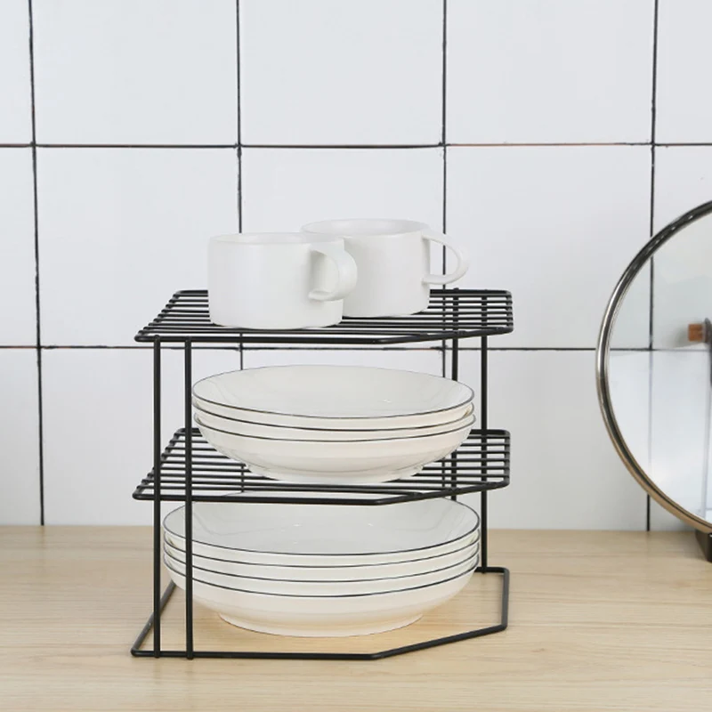 

3-Tier Cabinet Corner Shelf Multipurpose Organization Rack for Cups Dishes Cupboard Pantry Hot Racks Holders