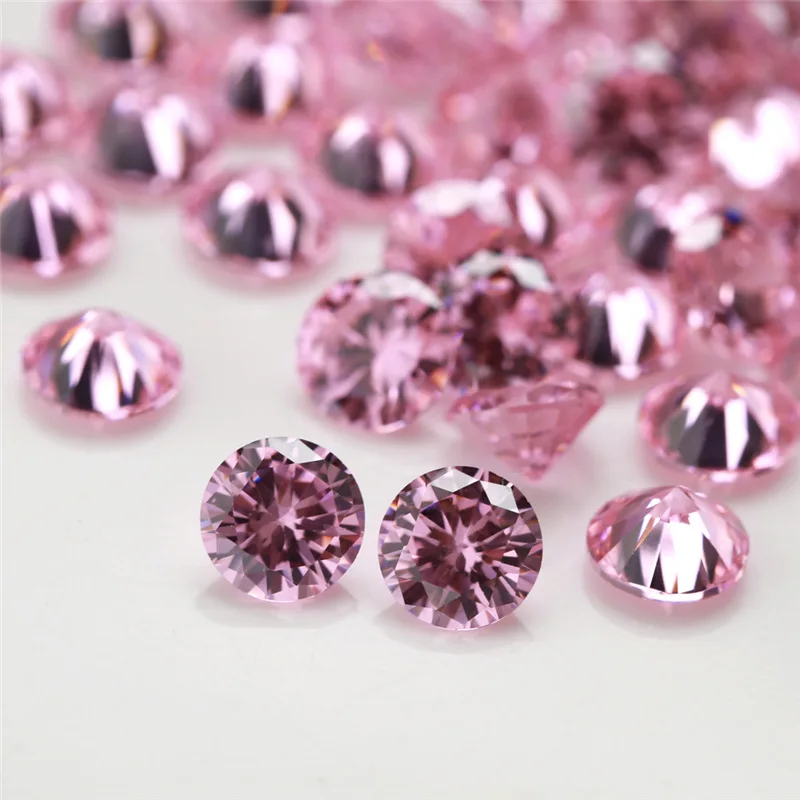 

Pink color cz gemstone 4-10mm round brilliant cut Synthetic cubic zirconia for jewelry