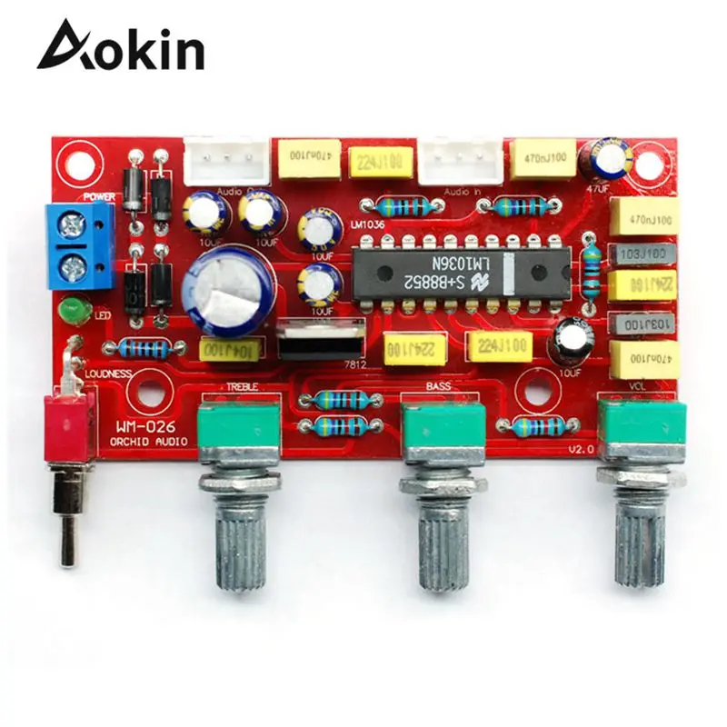 

OP-AMP Aokin LM1036 HIFI усилитель предусилитель громкость тон эквалайзер пульт управления Комплект «сделай сам» Домашний бас предусилитель аудио мо...