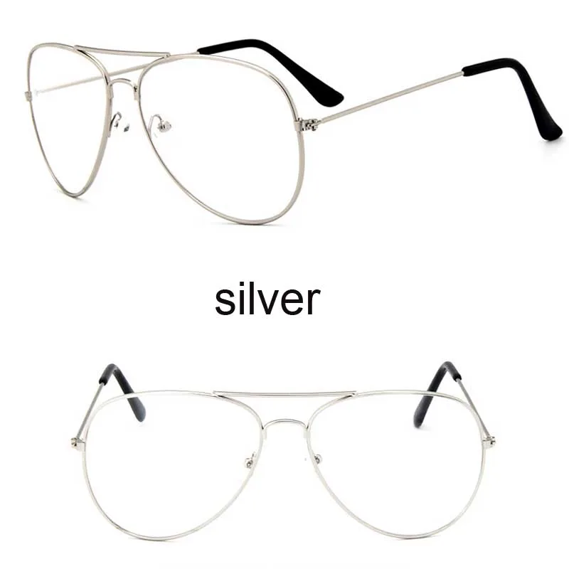 Модные прозрачные очки женские для зрения оправа близорукость Lunette женские Oculos негабаритные прозрачные очки пилота поддельные очки - Цвет оправы: 3silver