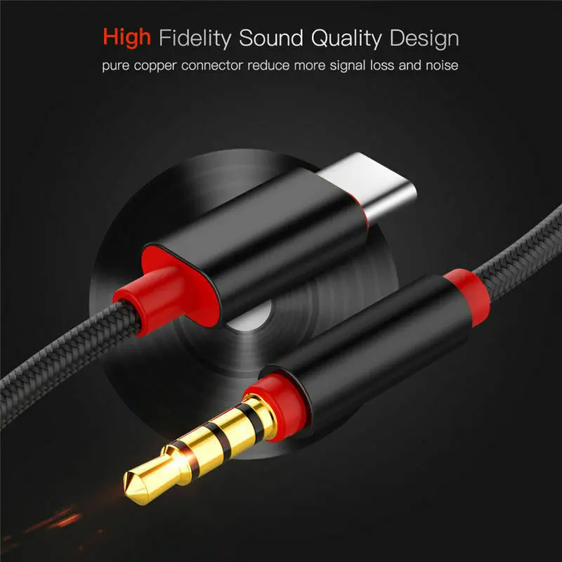 Type C USB-C до 3,5 мм Мужской Аудио разъем AUX Переходный кабель для автомобиля стерео