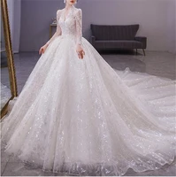 wedding dress 2022 vintage elegant long sleeve beaded sequin sexy backless luxury royal celebrity robe wedding dress