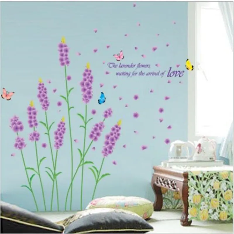

1PCS Cute Purple Lavender Wall Stickers For Bedroom Living Room Wall Decals Car Art Decor 50*70cm