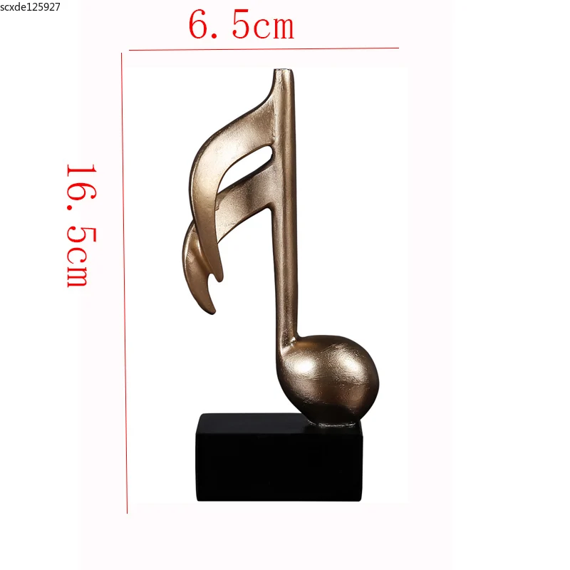 

3pcs Vintage Golden Musical Note Figurines Luxury Resin Ornaments with Base Living Room Wine Cabinet Decor Bookcase Knick-knacks