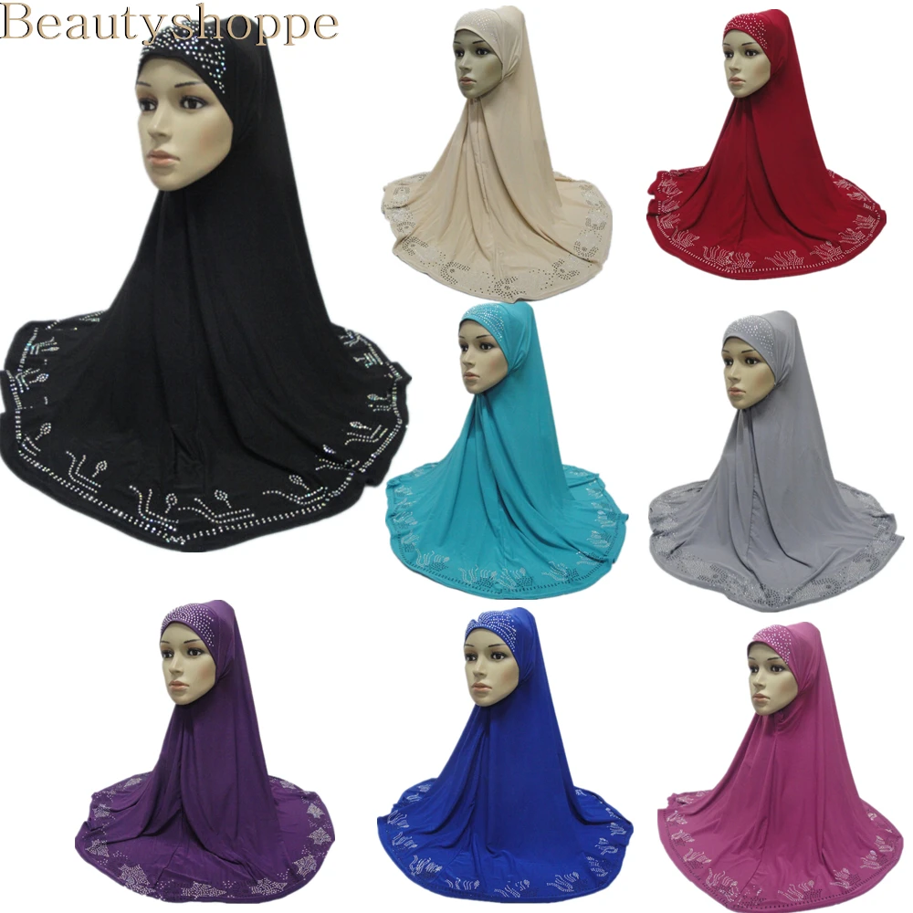 Мусульманская женщина khistar мгновенные шапочки под хиджаб головной платок стразы