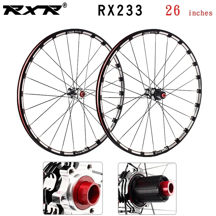 26 black 100x142mm RXR колеса для горного велосипеда, внедорожные, MTB, углеродные, 26 27,5, 29 дюймов, RX233, дисковый тормоз, 5 подшипников, 7-11 S, через ось/QR, колеса для велосипеда - Цвет: 26 black 100x142mm