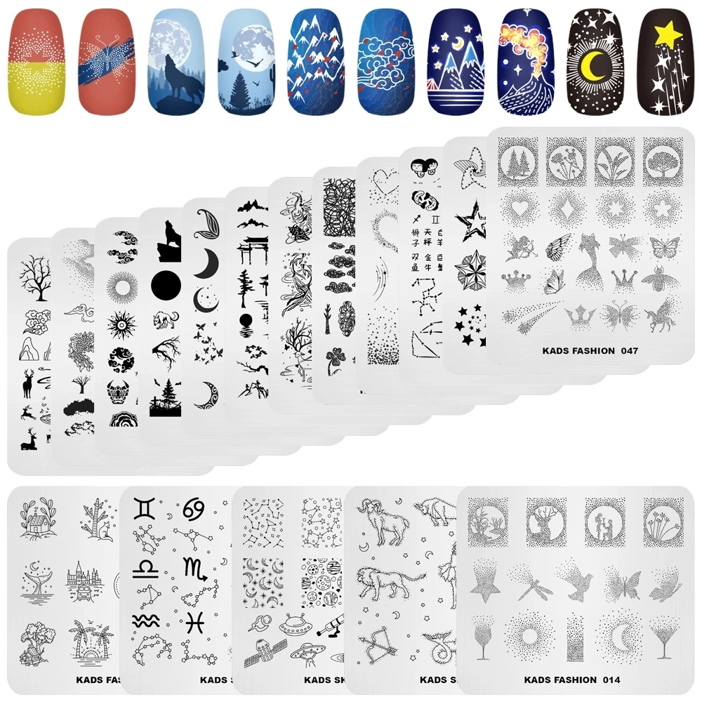 

Пластины для стемпинга ногтей Sun Moon Stars, шаблон для дизайна ногтей, шаблон для создания изображения ногтей, пластина из нержавеющей стали для самостоятельного изготовления ногтей
