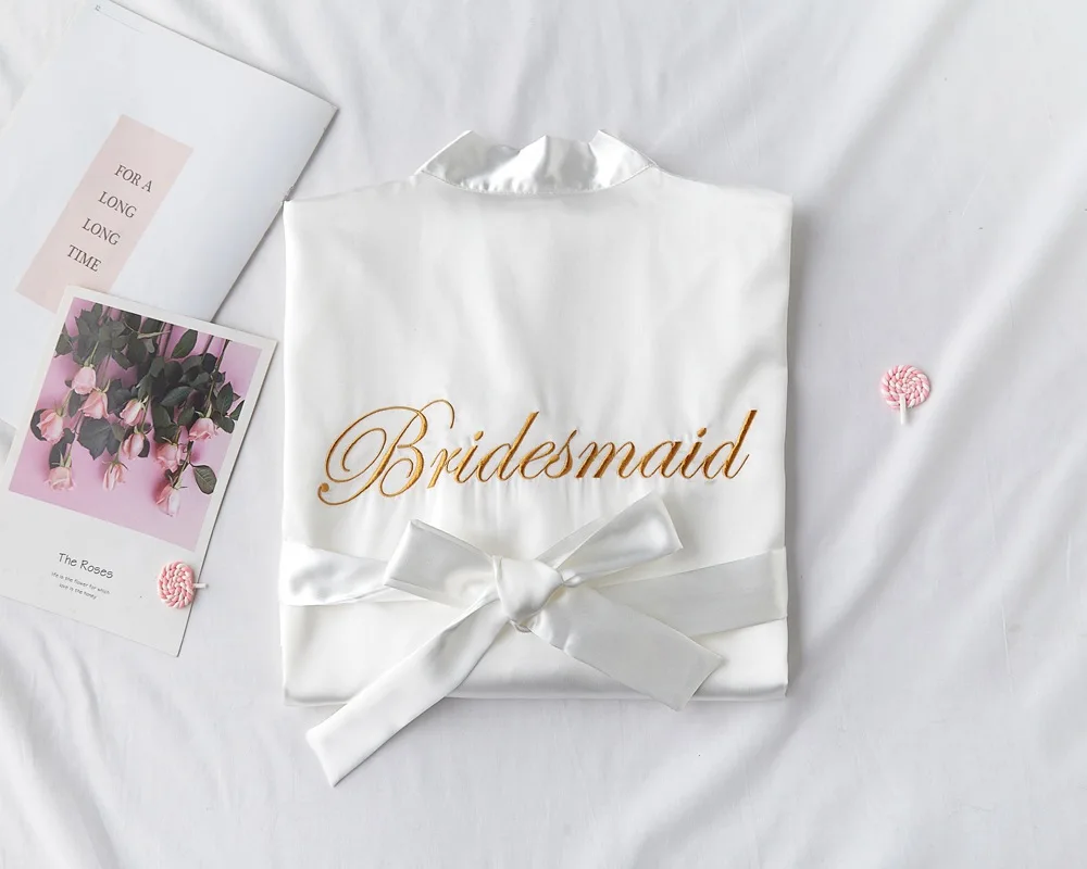 

Wedding Bride Bridesmaid Robe Dressing Gown Sexy Women Bathrobe Nightgown Short Sleepwear pajamas sleepcoat nightgown
