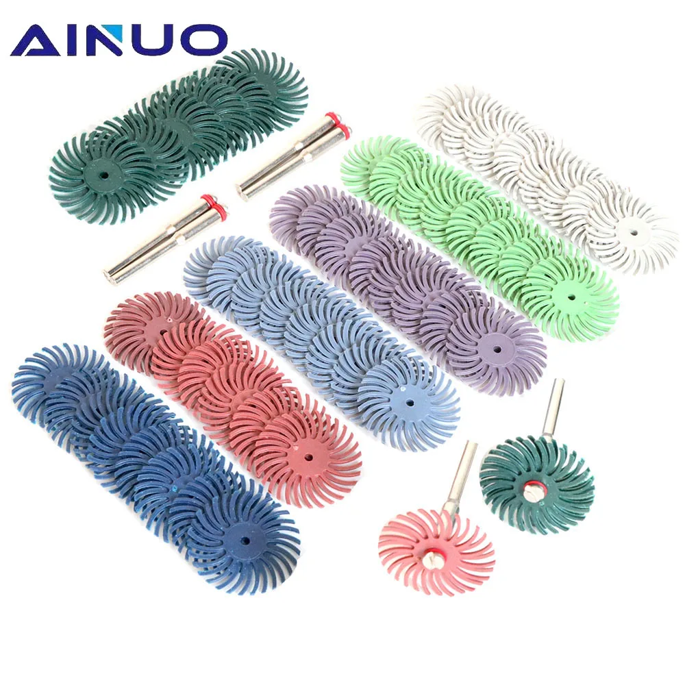 

1" Radial Bristle Disc Kit Abrasive Brush 1/8" 3 2.35mm Shank Detail Polishing Wheel Rotary Tool Accessories 36Pc/38Pcs
