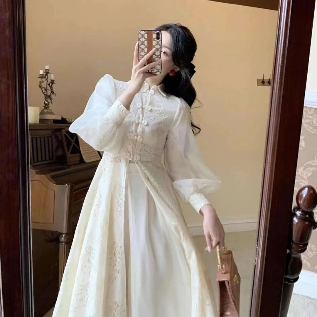 Женский комплект из 2 предметов в китайском стиле весенне-летнее шифоновое