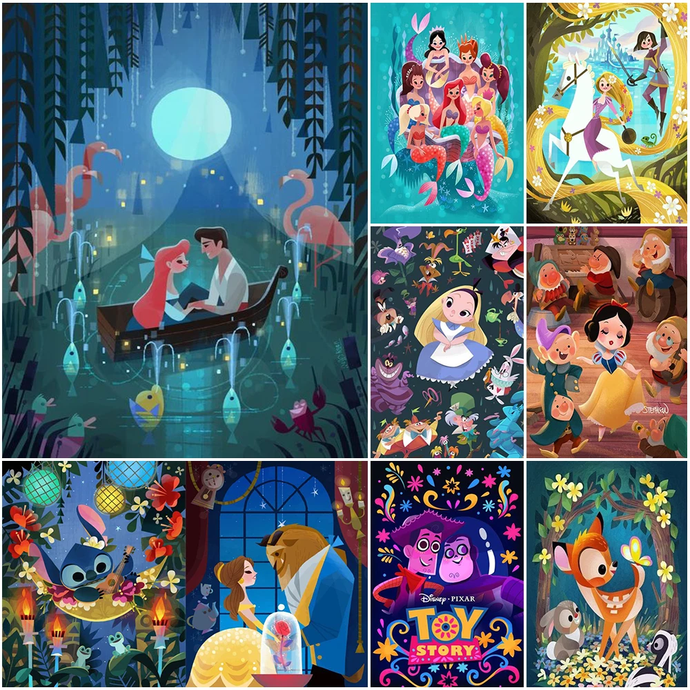 

Алмазная 5D картина «сделай сам», Дисней, принцесса, сказочный мир, вышивка крестиком, мозаика с полной каймой, домашний декор, детские подарк...