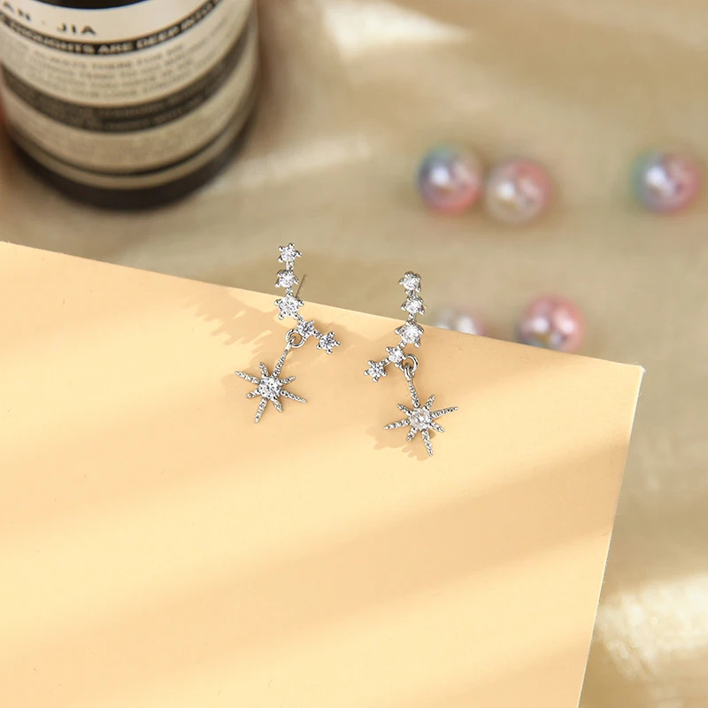 Роскошные циркониевые серьги-капли с анисовой звездой для женщин подарки
