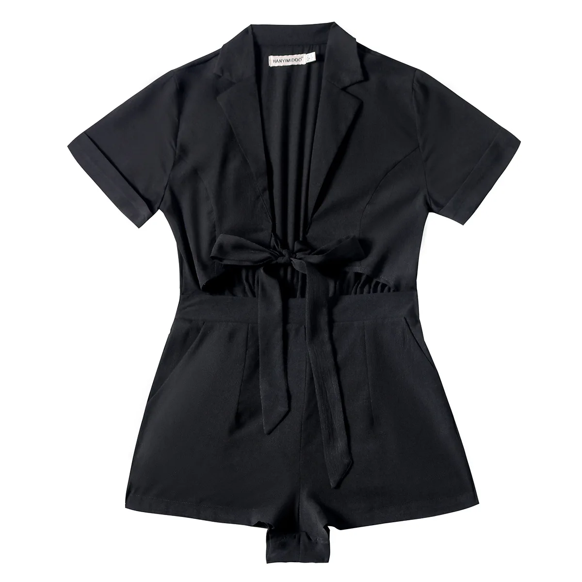 

Sexy V Neck Playsuit Summer Women Tir Front Rompers Short Sleeve Overalls Beach Holiday Party Shorts Jumpsuits Casual Fashion