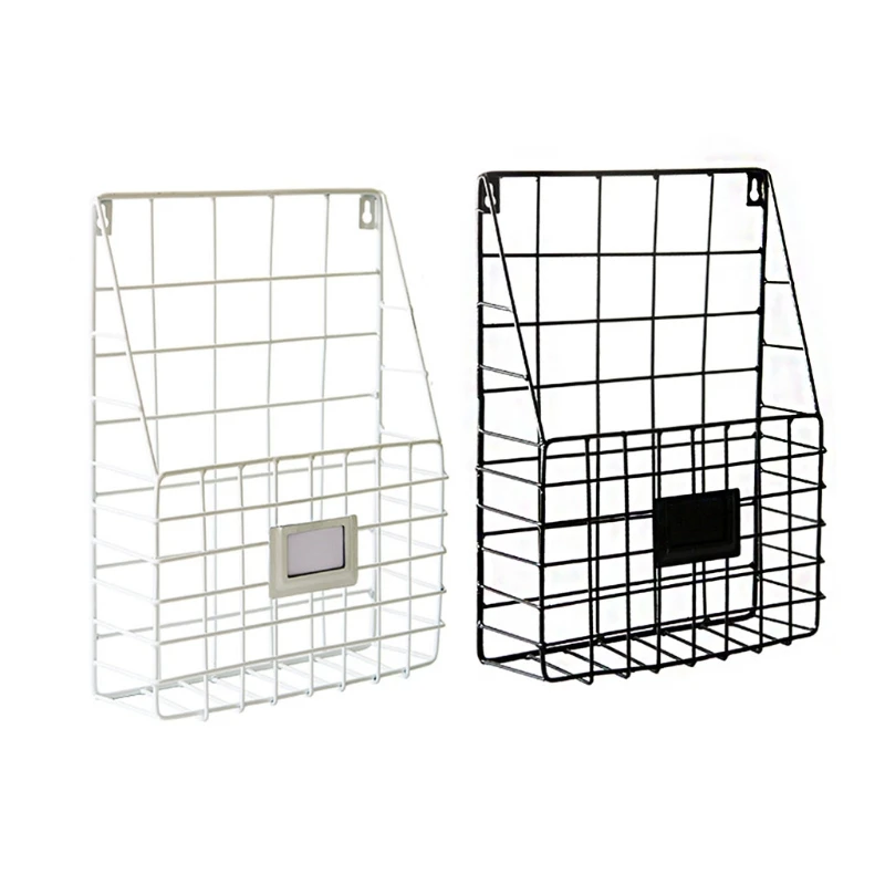 

Mail Organizer Wire Basket Wall Mounted Magazine File Holder Hanging Document Foyer Storage Shelf Rack