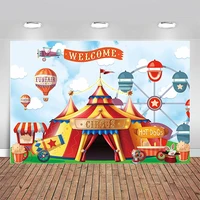 Circus Backdrop Carnival Boy Girl Kids Birthday Party Banner Red Tent 1st Bday Decoration Photography Background Baby Shower