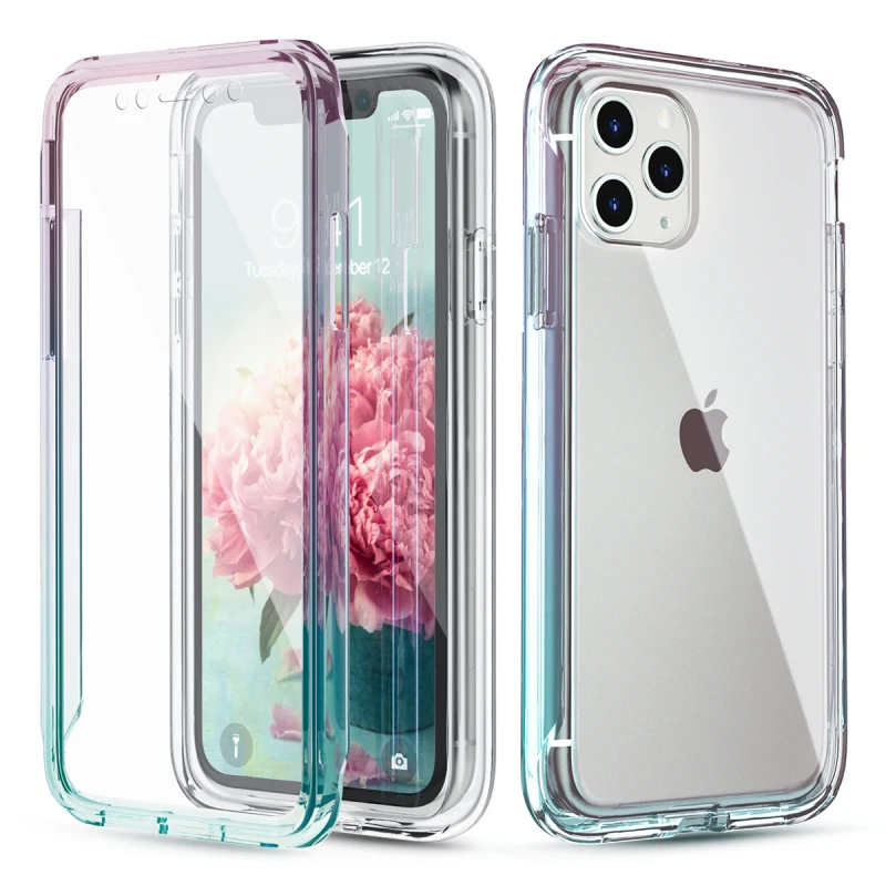 Цветной градиентный Прозрачный чехол для iPhone X XS XR прозрачный мягкий силиконовый