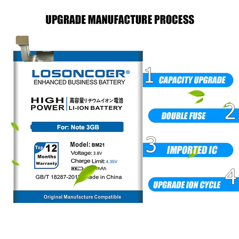 LOSONCOER аккумулятор большой емкости BM21 4600 мАч для Xiaomi Note 3 ГБ ОЗУ мобильный