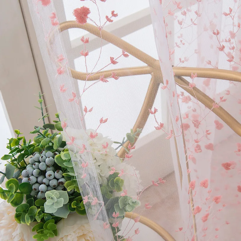 Тюлевые прозрачные шторы с цветочной вышивкой оконные занавески для дома