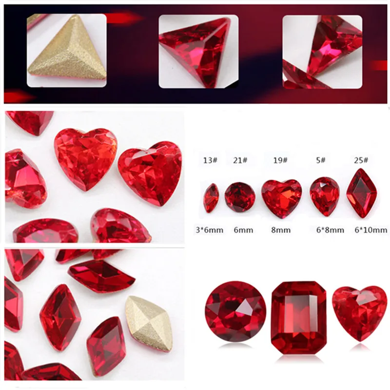5 шт сексуальные китайские красные стразы с острым дном для дизайна ногтей