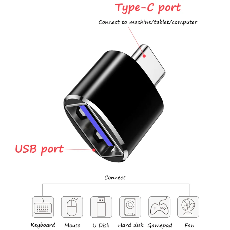Адаптер USB C OTG Type на кабель Type-C для Macbook Pro Air Samsung S20 S10.