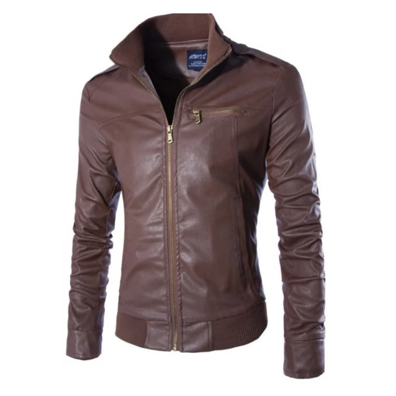 Новинка модная Осенняя мужская куртка из искусственной кожи мужское черное